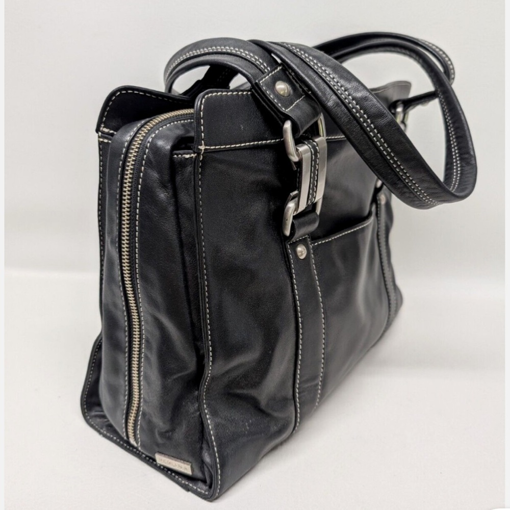 Perlina Black Leather Satchel great condition - Picture 5 of 8